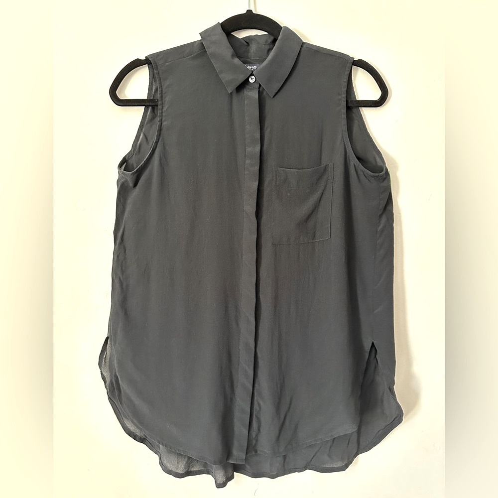 Madewell 100% silk collared tank top